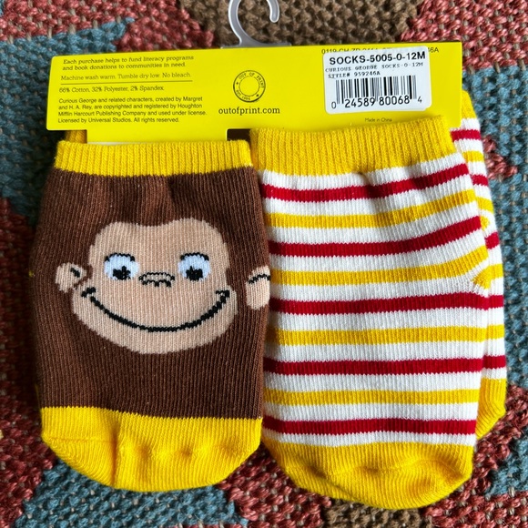 Curious George by Out of Print Infant Toddler Socks - NEW - Picture 2 of 2
